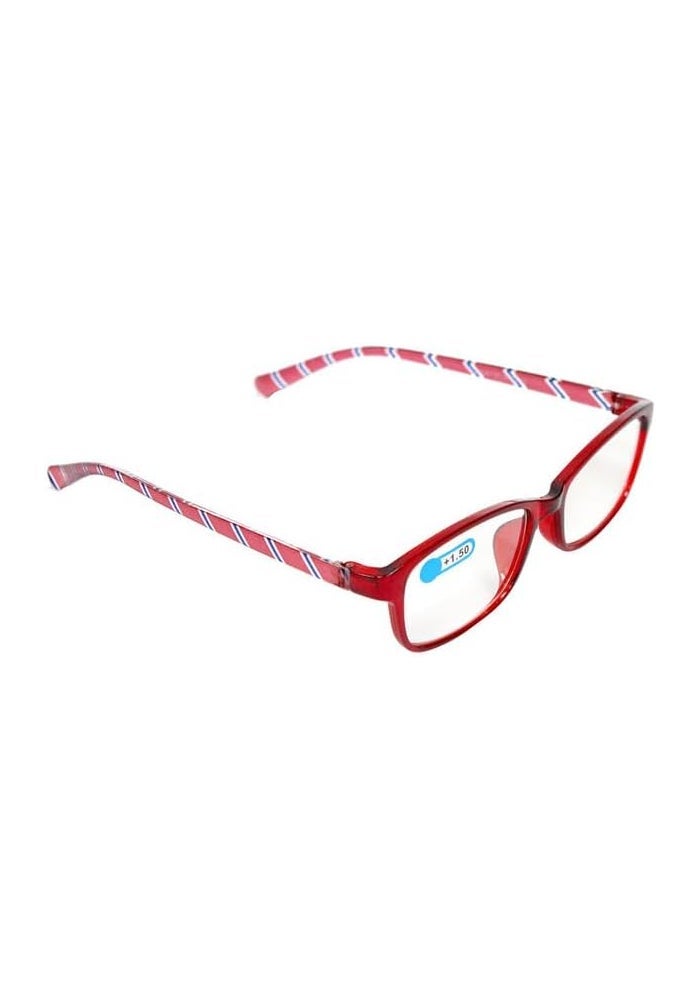 DAISO Square Stripe Reading Glasses +1.5 Magnification Red - Image 2